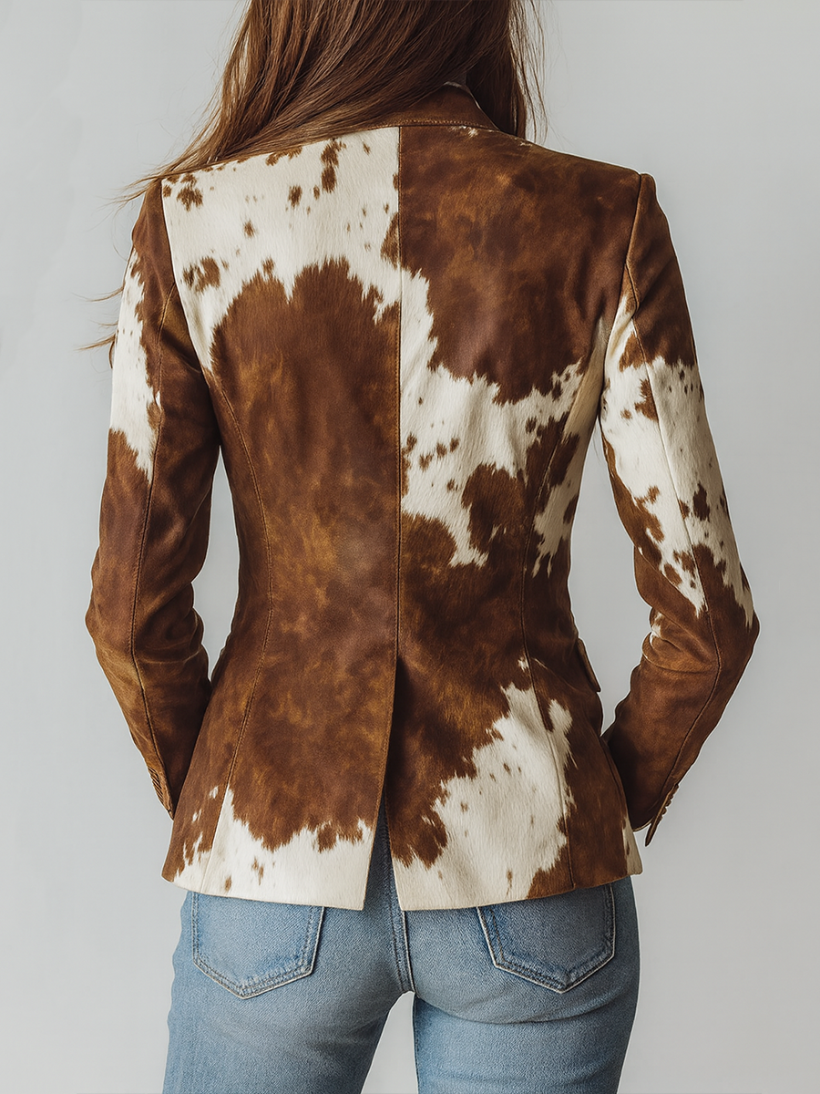 Clementine | Blazer vintage con estampado de vaca