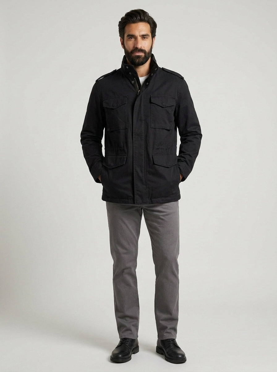 Cesare chaqueta militar M-65 negra - cerrada
