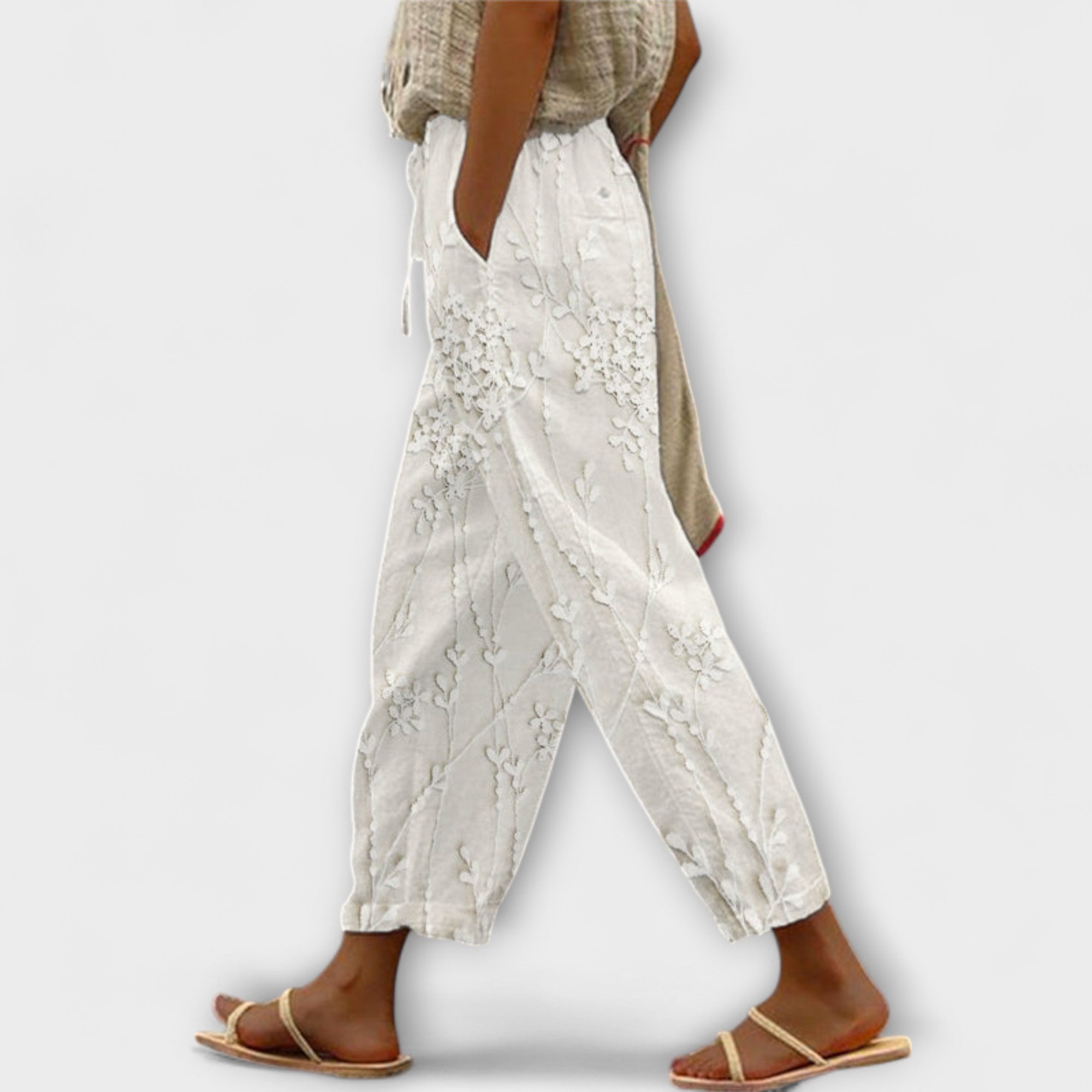 Zoey - Pantalón estampado con motivo de hojas de vid