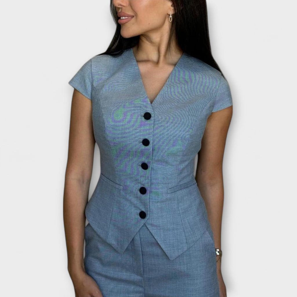 Ivy - Top elegante con escote en V y conjunto de pantalones