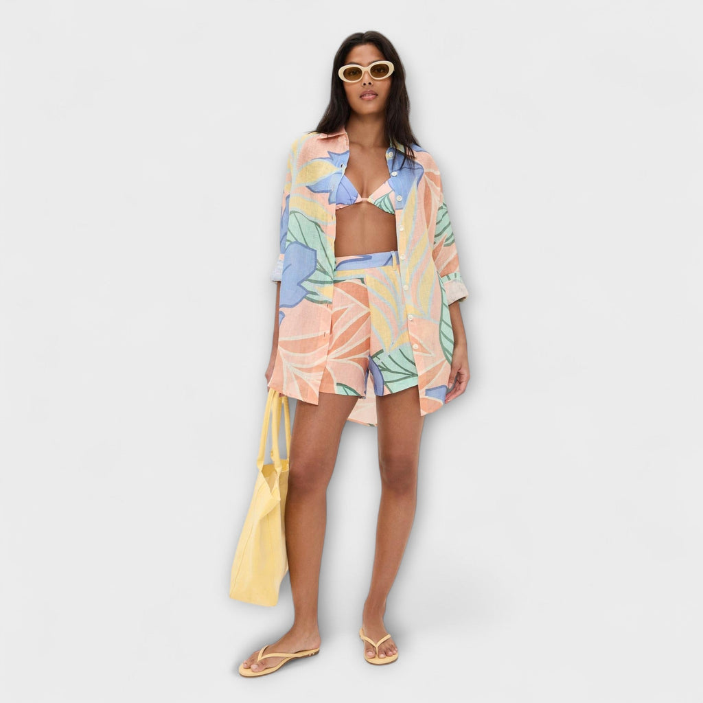 Mary - Conjunto Corto de Estampado Tropical de Playa Boyfriend