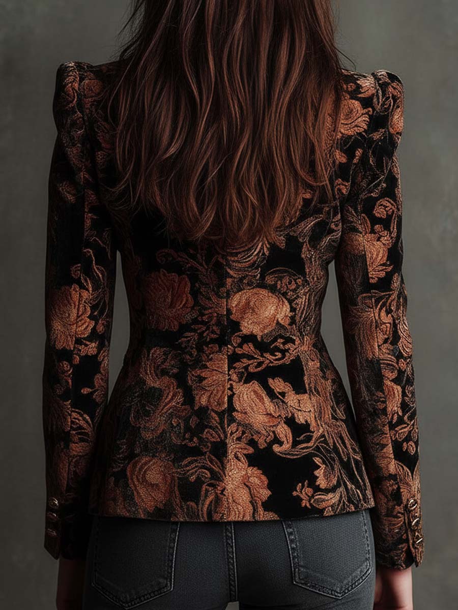 Celeste | Blazer floral negro y bronce