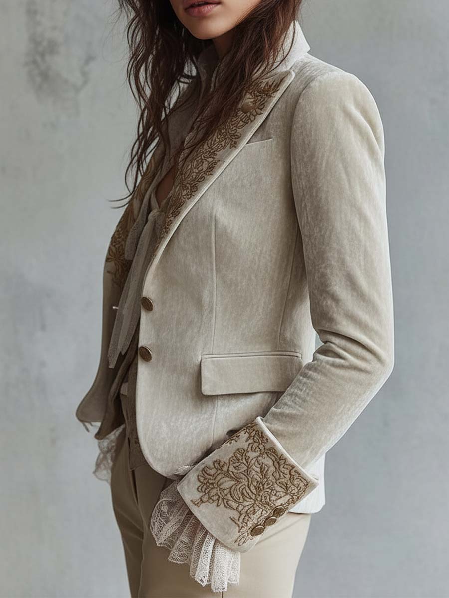 Genevieve | Blazer bordado color marfil