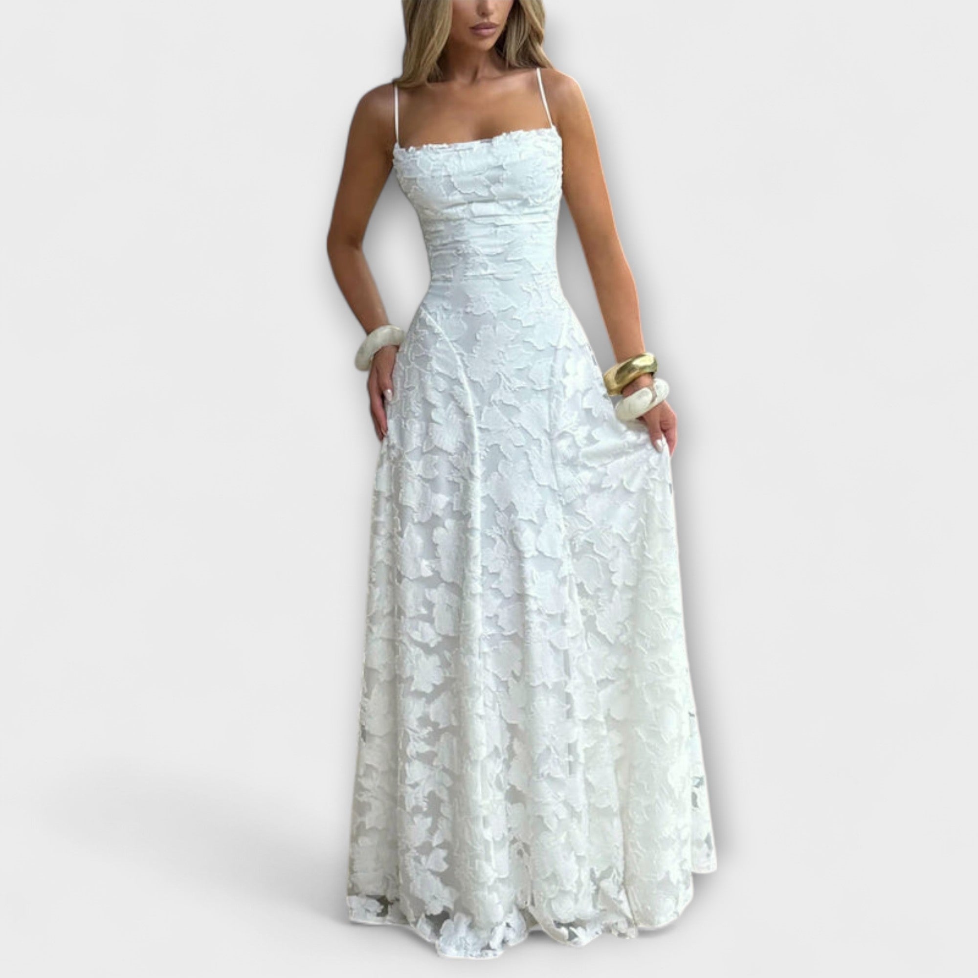 Emberly - Vestido maxi jacquard elegante