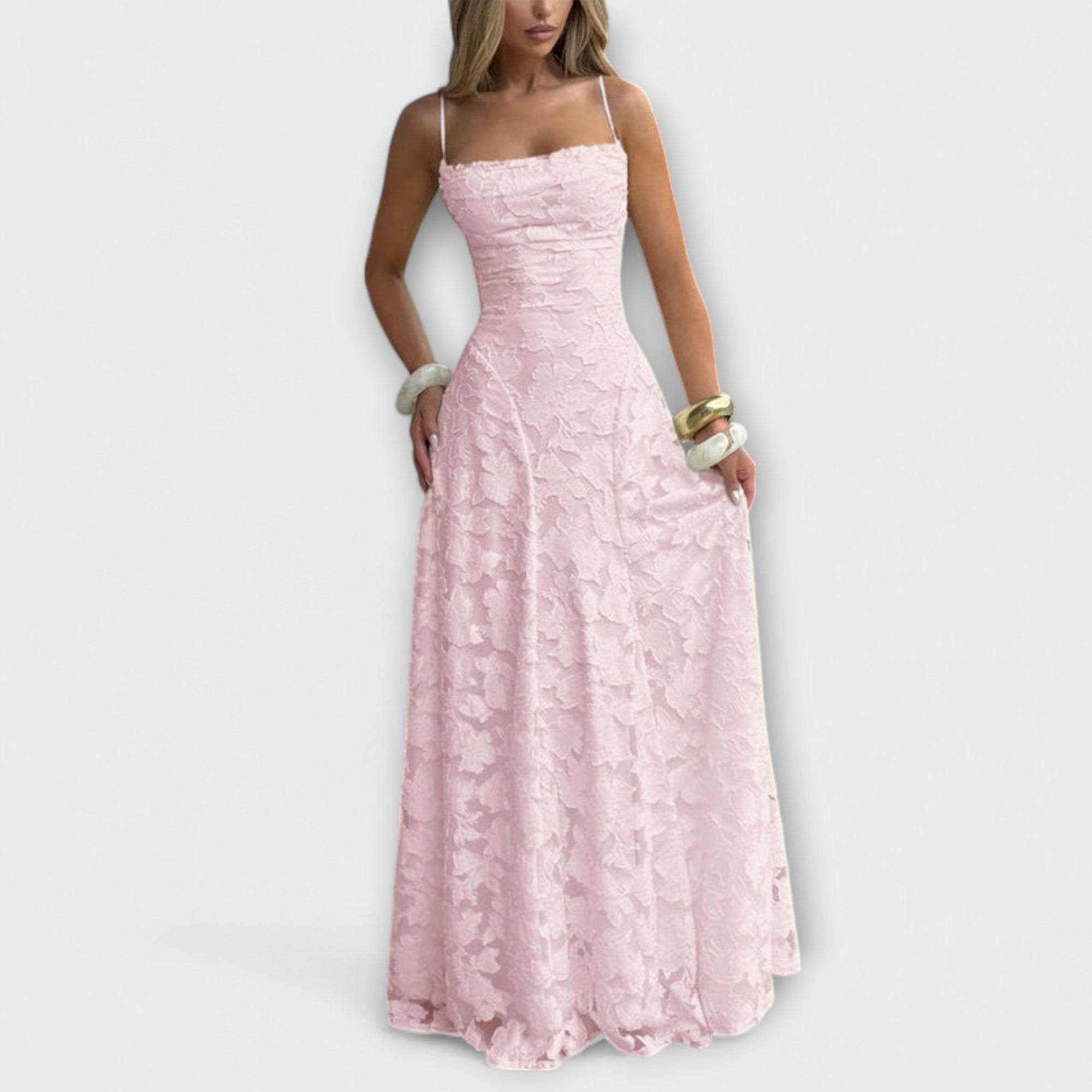 Emberly - Vestido maxi jacquard elegante