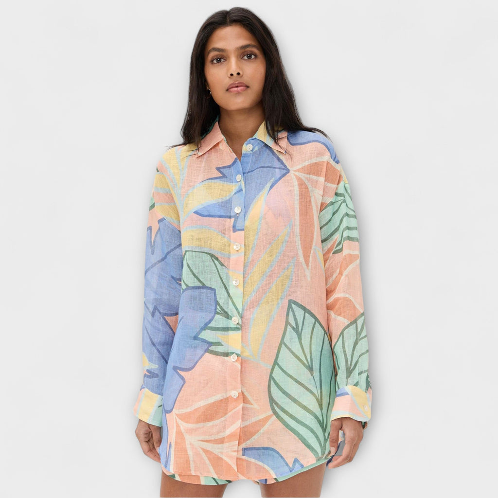 Mary - Conjunto Corto de Estampado Tropical de Playa Boyfriend