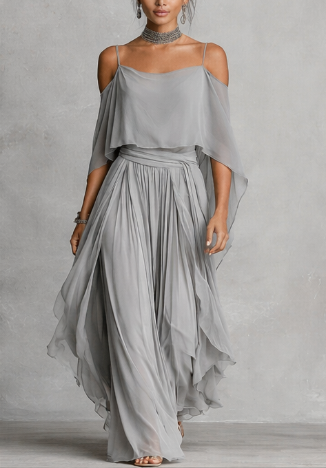 Isabela™ - Conjunto gris con top y pantalón ligero