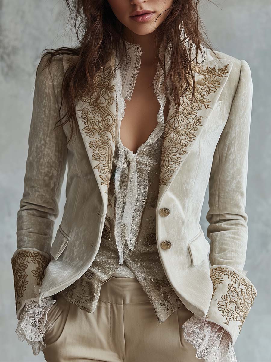 Genevieve | Blazer bordado color marfil