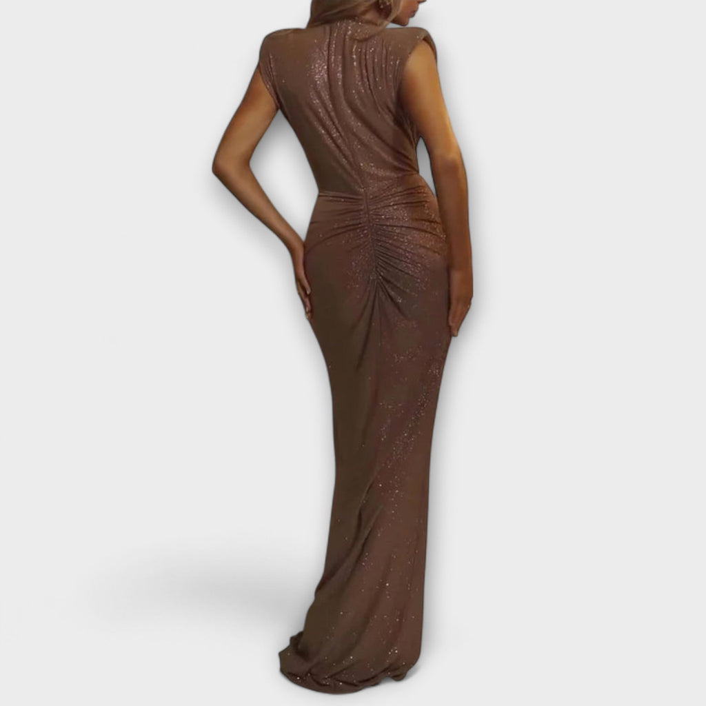 Thea - Vestido maxi con escote en V profundo