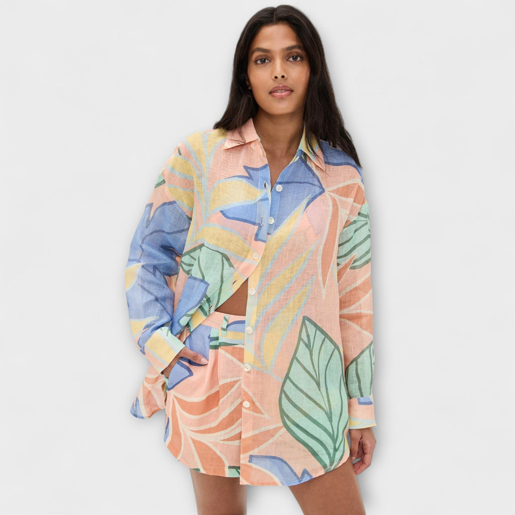 Mary - Conjunto Corto de Estampado Tropical de Playa Boyfriend