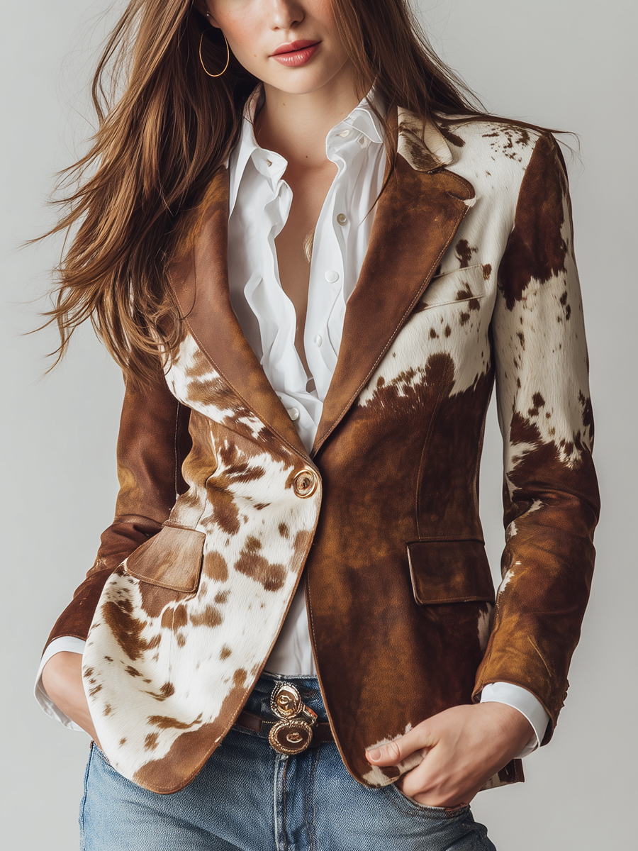 Clementine | Blazer vintage con estampado de vaca