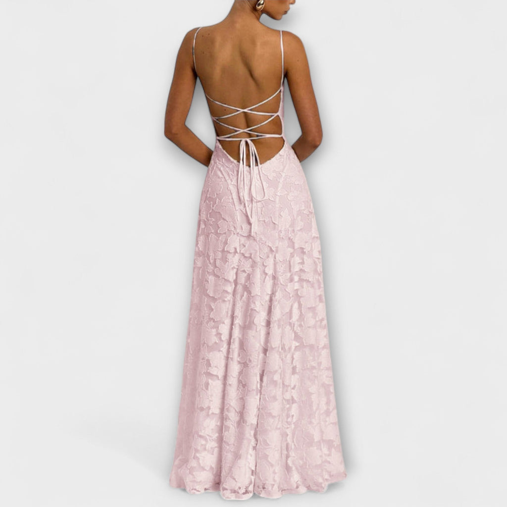 Emberly - Vestido maxi jacquard elegante