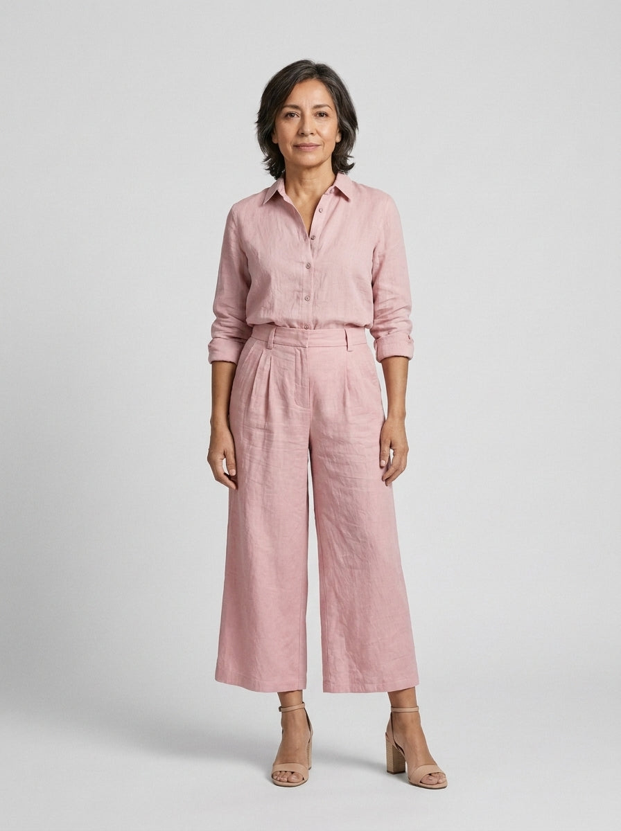 Conjunto de lino rosa capri - modelo