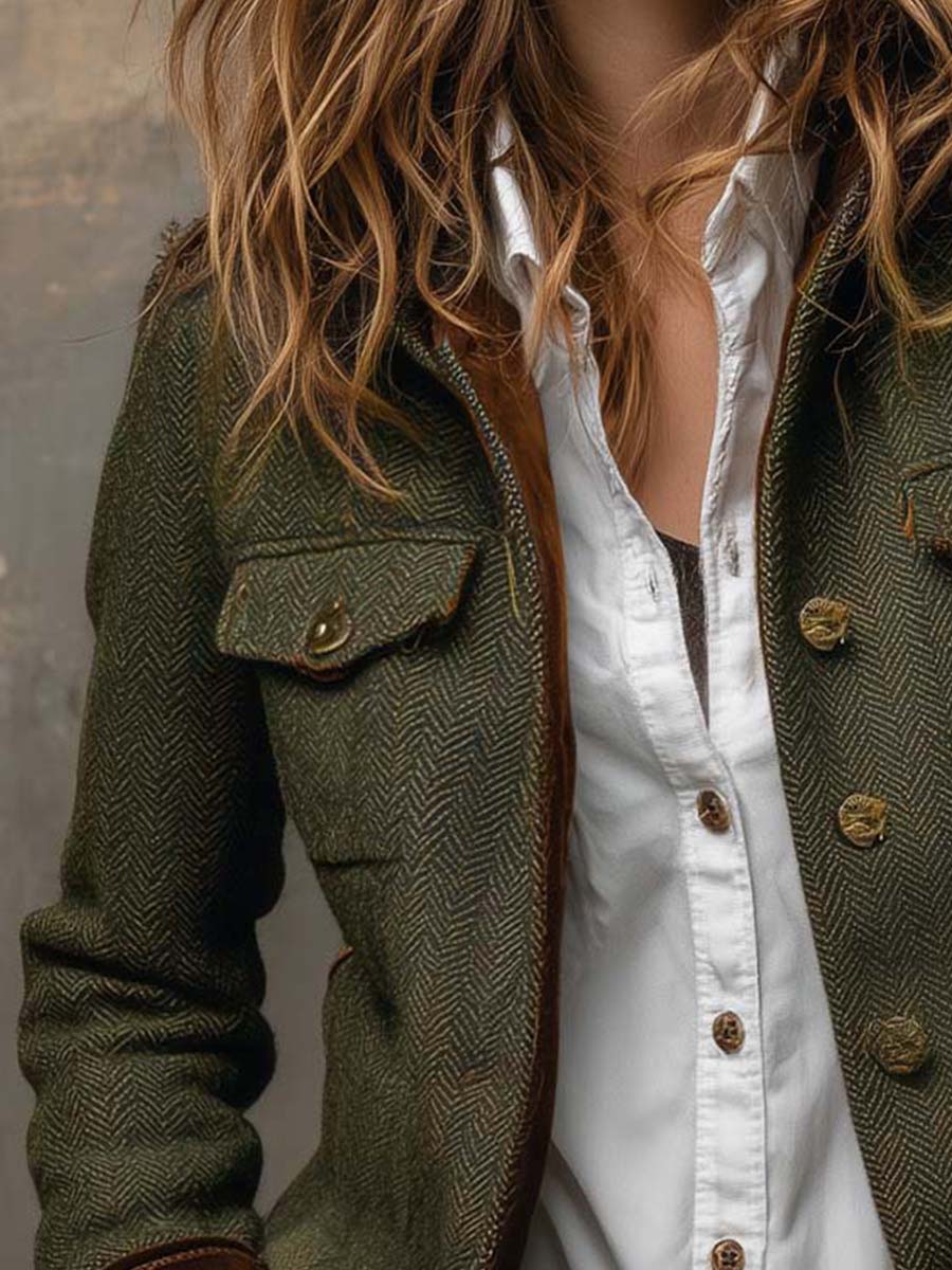 Vivienne | Blazer de espiga con ribete en contraste
