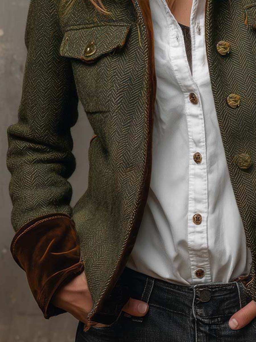 Vivienne | Blazer de espiga con ribete en contraste