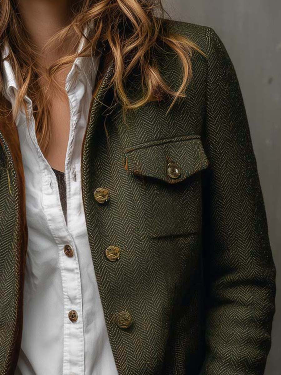 Vivienne | Blazer de espiga con ribete en contraste