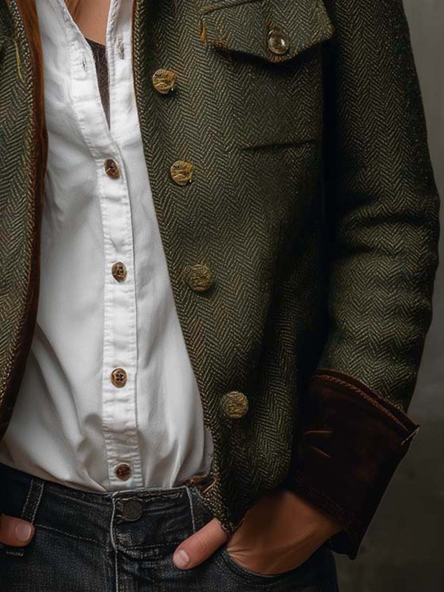 Vivienne | Blazer de espiga con ribete en contraste