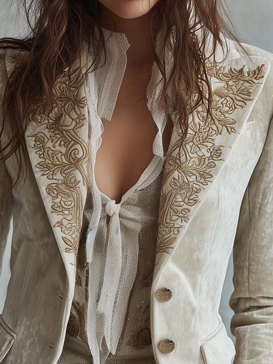 Genevieve | Blazer bordado color marfil