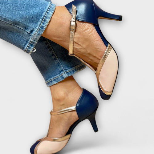 Alessia – Elegancia bicolor de correa en T