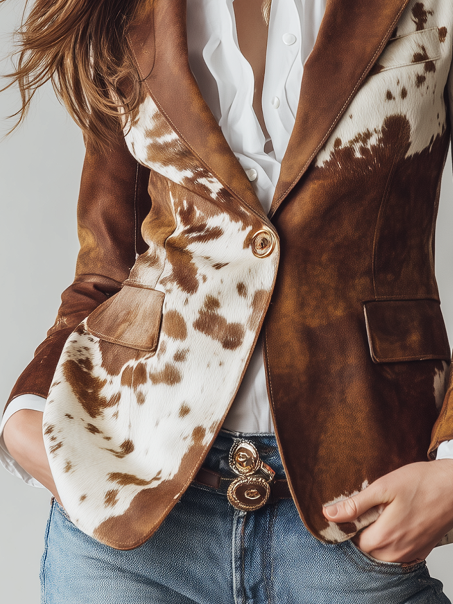 Clementine | Blazer vintage con estampado de vaca