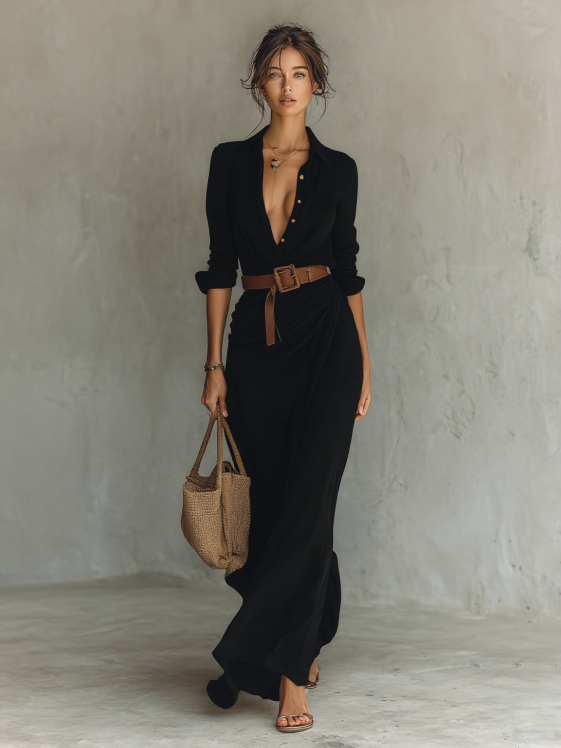 Melania™ - Vestido Maxi con Solapa