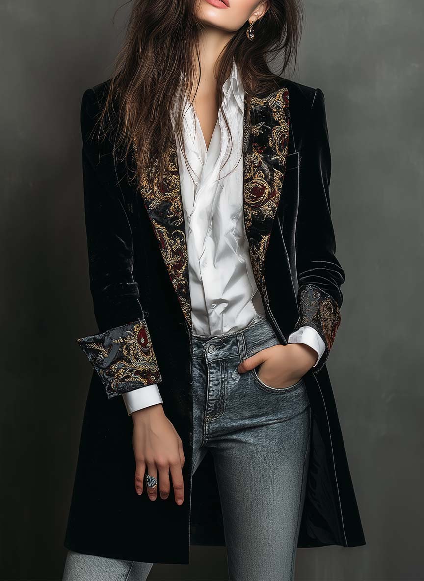 Josephine | Blazer entallado con estampado barroco