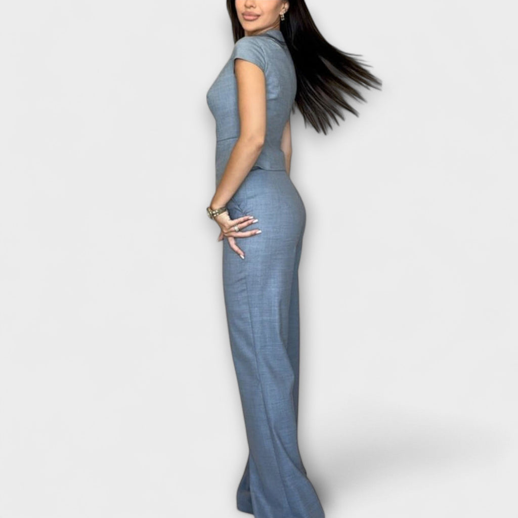 Ivy - Top elegante con escote en V y conjunto de pantalones
