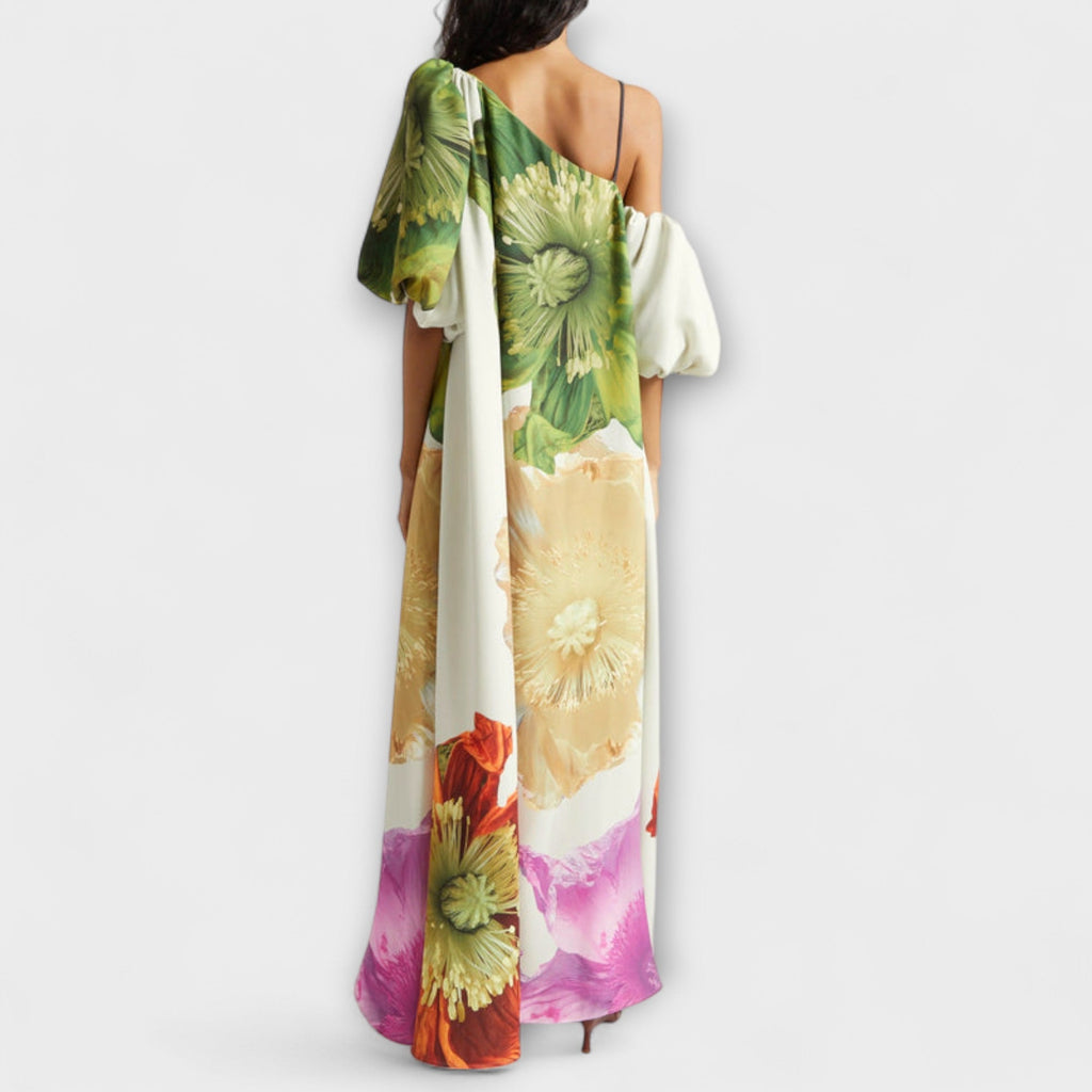 Melody - Vestido maxi floral asimétrico