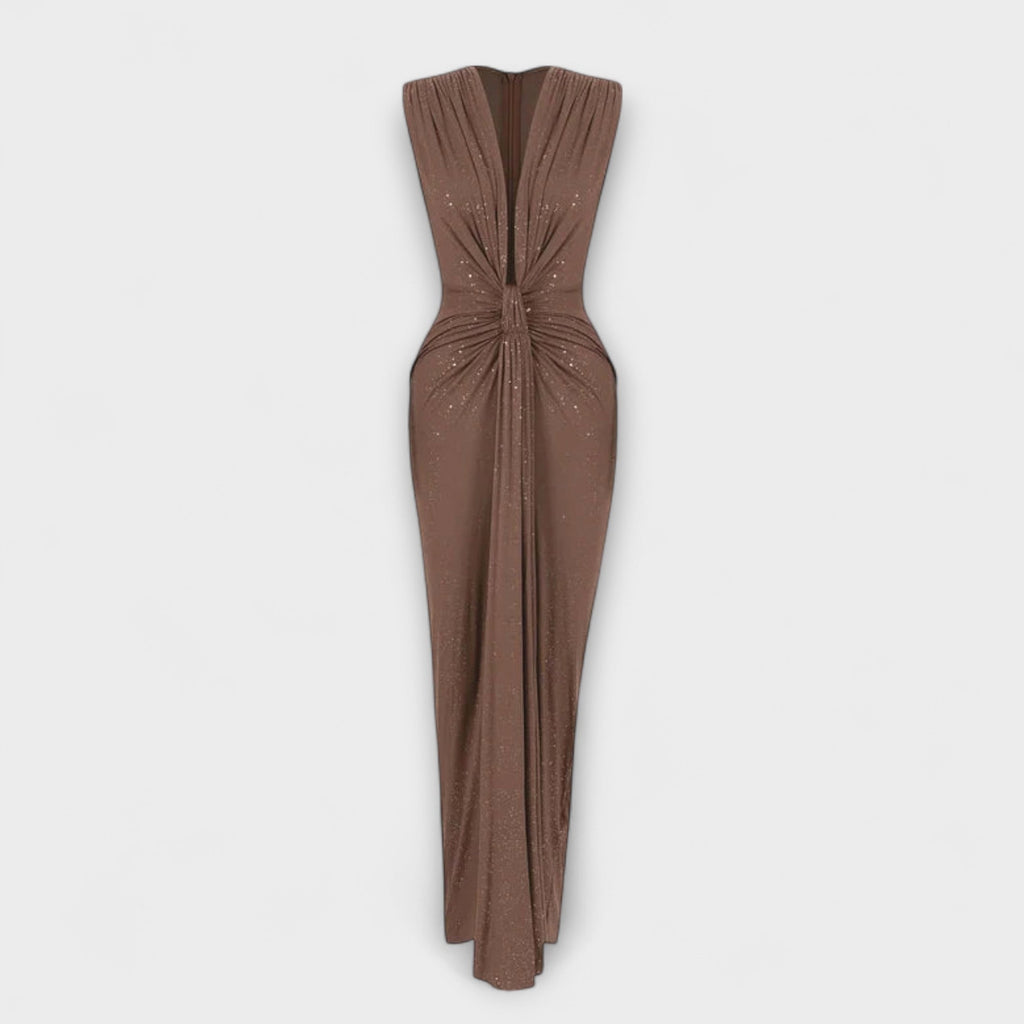 Thea - Vestido maxi con escote en V profundo