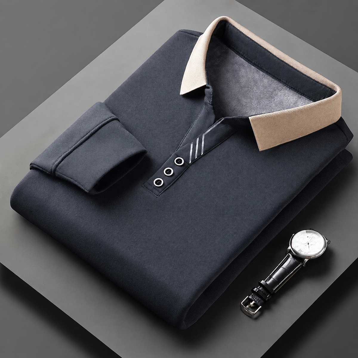 Fulvio | Polo de manga larga con cuello en contraste