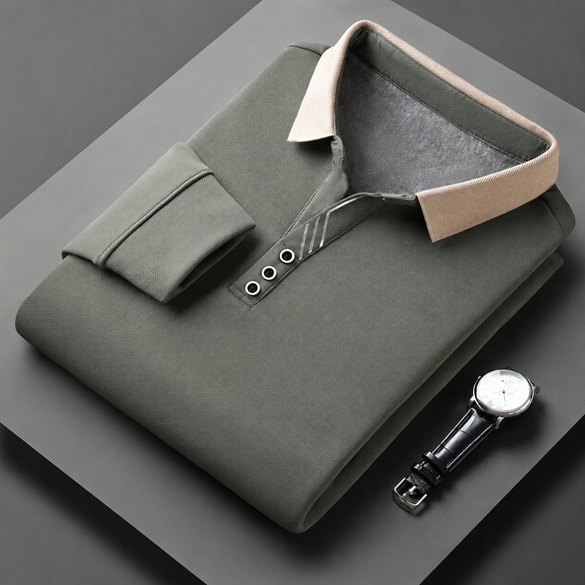 Fulvio | Polo de manga larga con cuello en contraste
