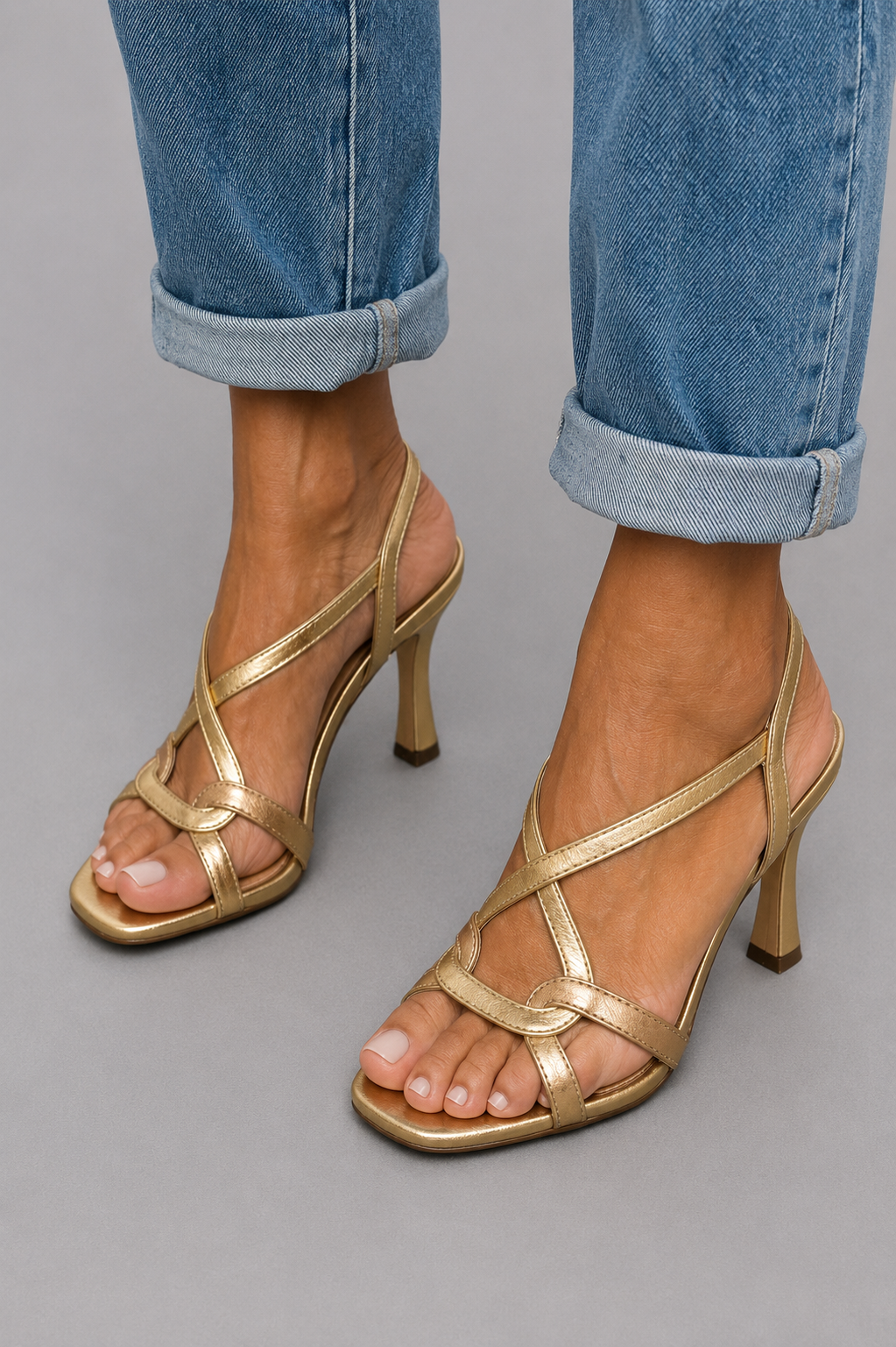 Cassie™ | Sandalias de Tacón Doradas