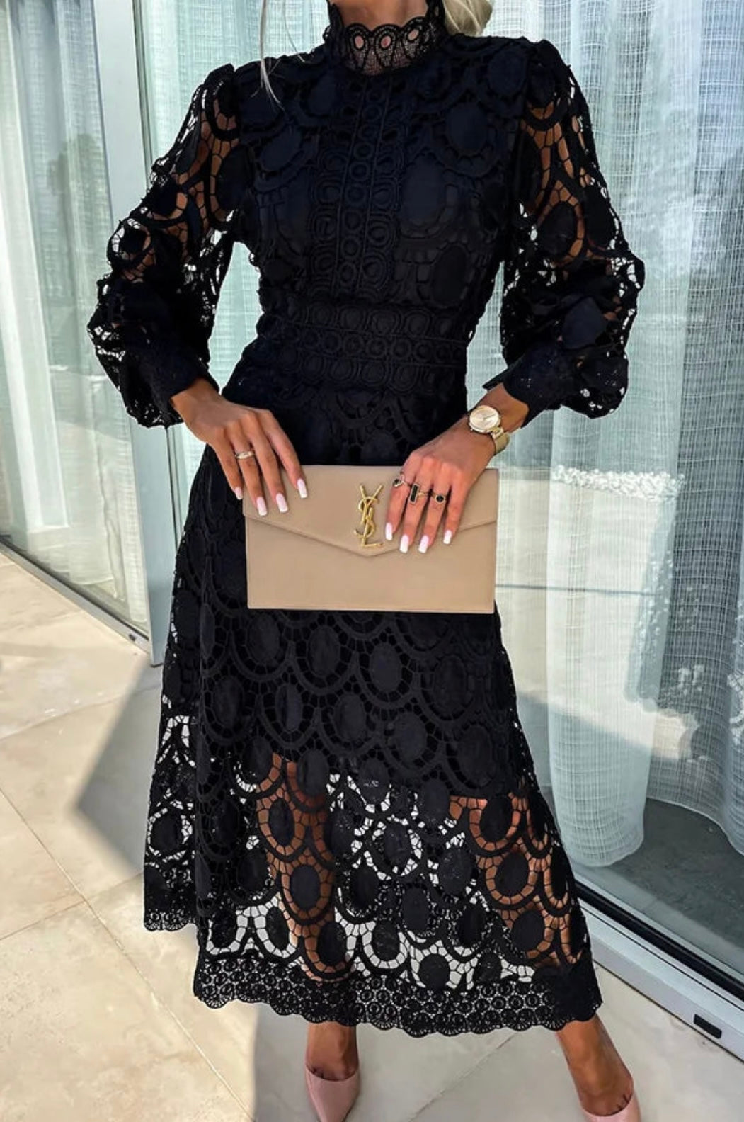 Eloah™ | Vestido Midi Elegante de Encaje