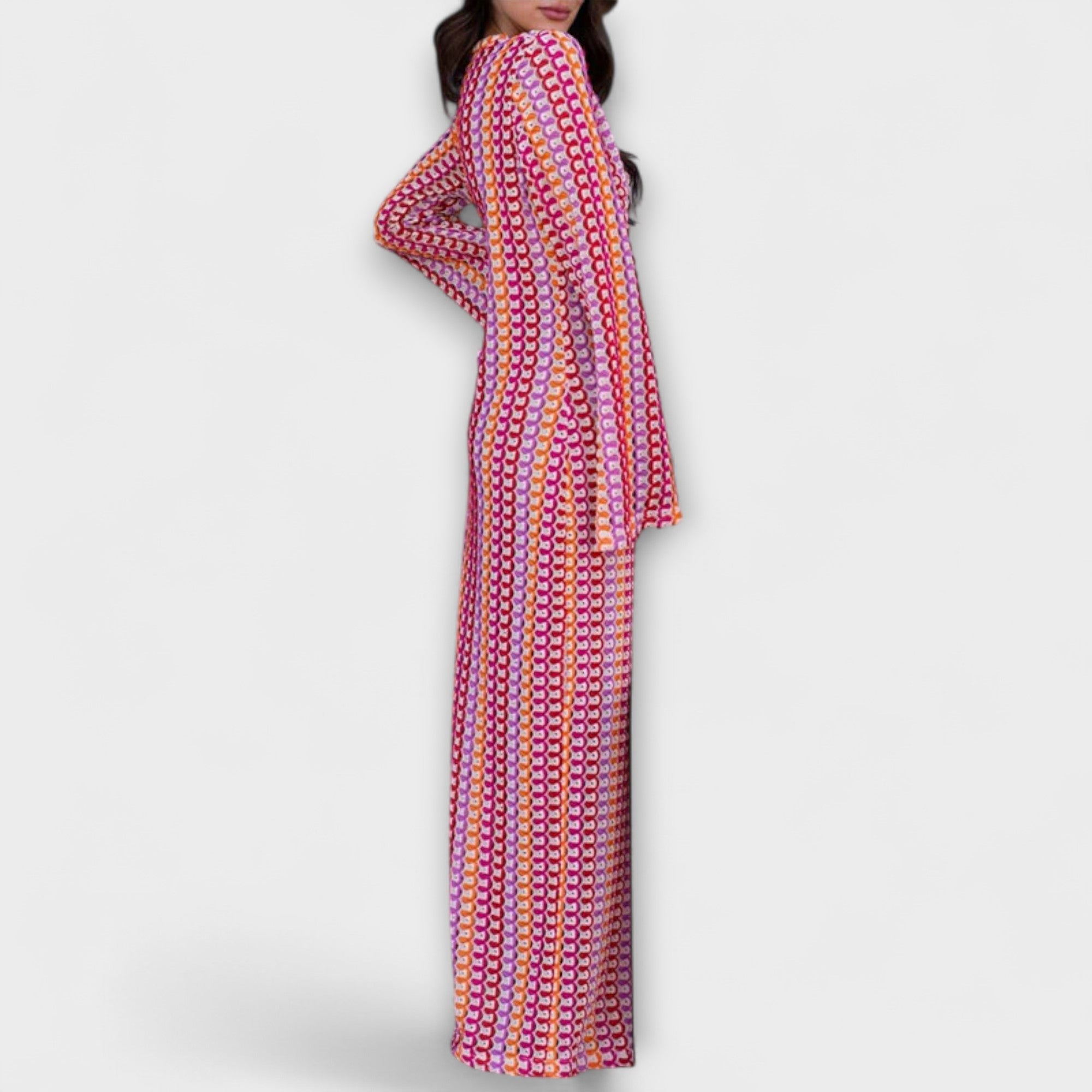 Elina – Vestido maxi con escote en V y aire de vacaciones