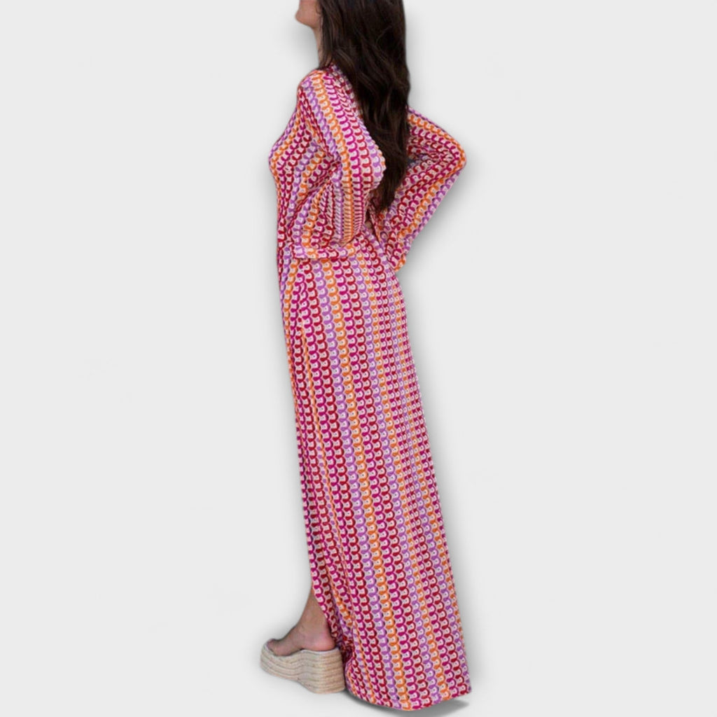 Elina – Vestido maxi con escote en V y aire de vacaciones