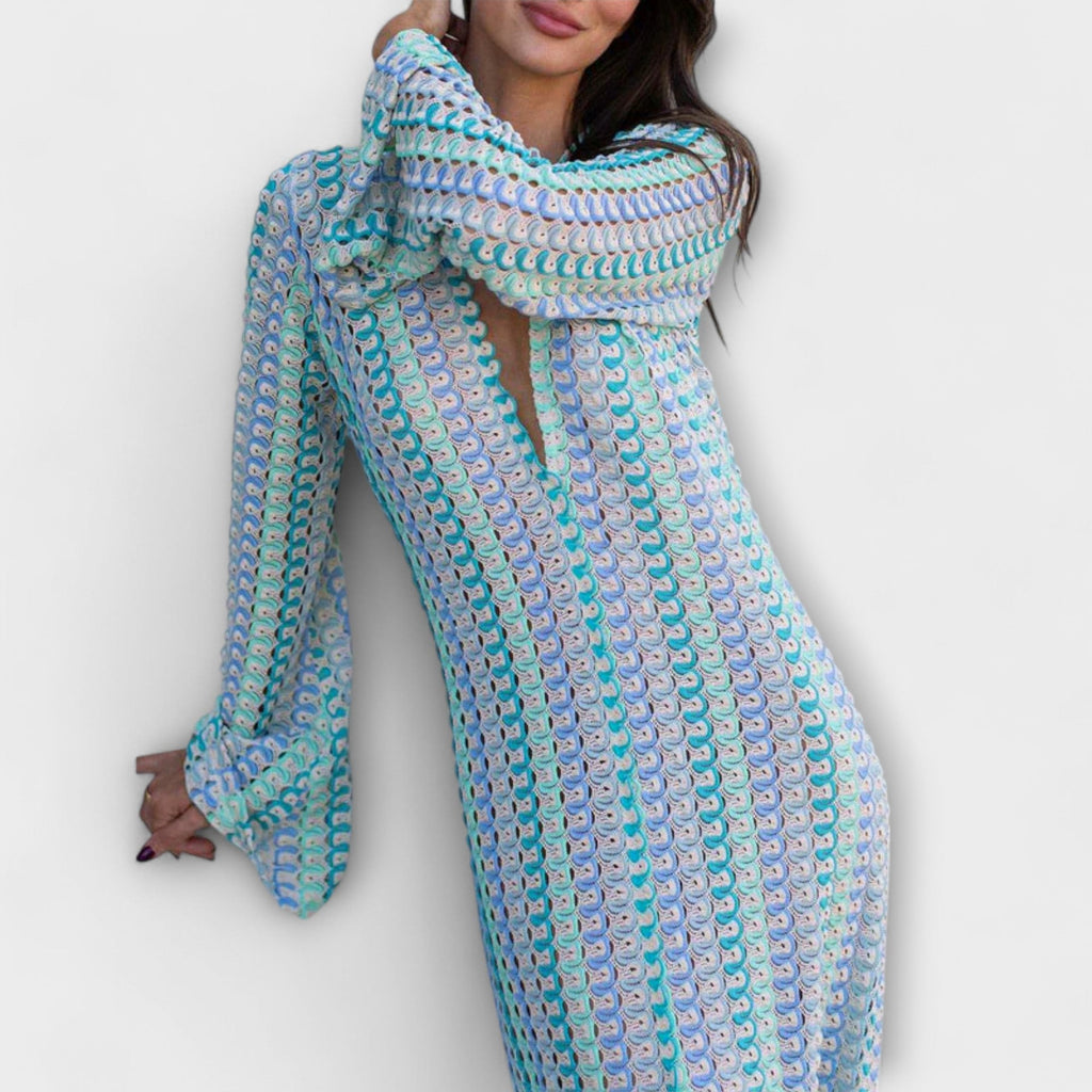 Elina – Vestido maxi con escote en V y aire de vacaciones