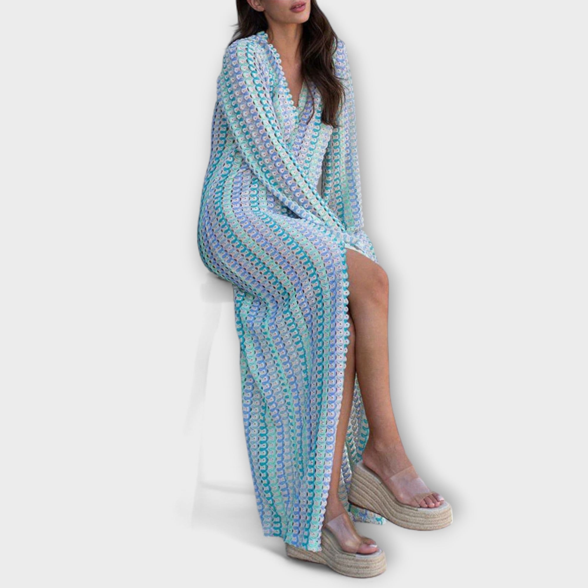 Elina – Vestido maxi con escote en V y aire de vacaciones