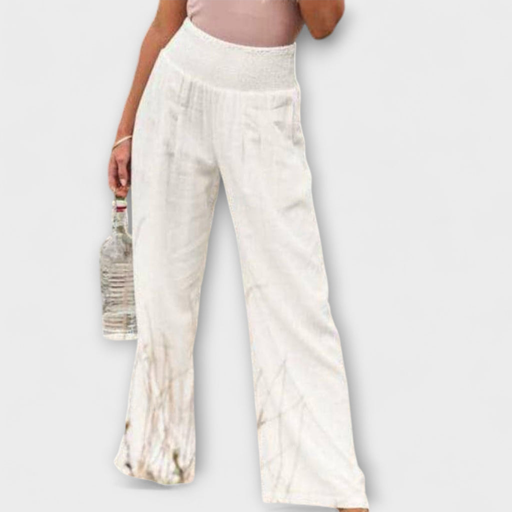 Thearya - pantalones anchos de lino con aspecto de aurora