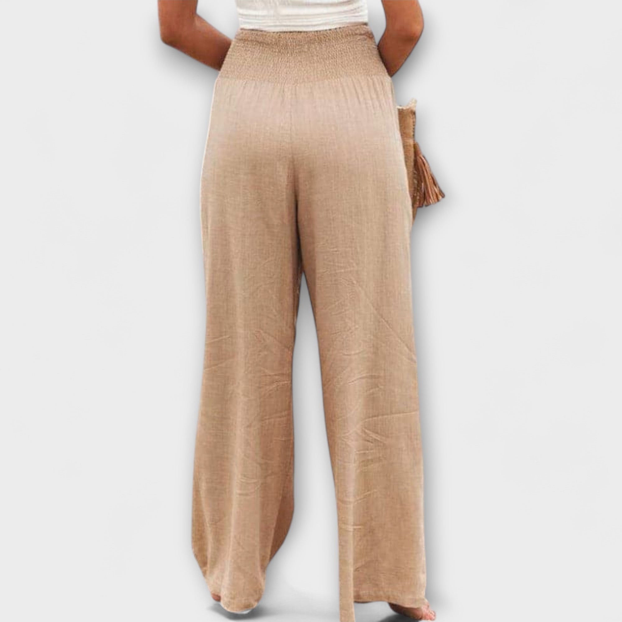 Thearya - pantalones anchos de lino con aspecto de aurora