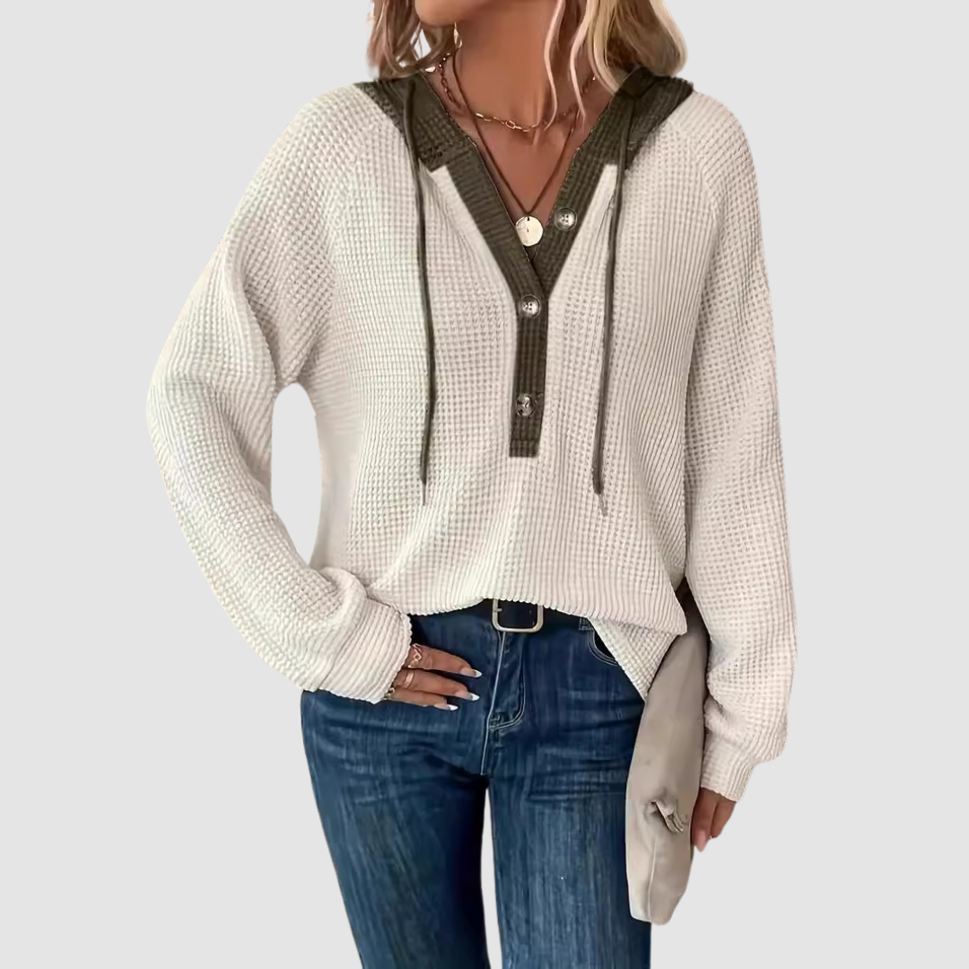 Sudadera con capucha de manga larga de punto premium Trish™