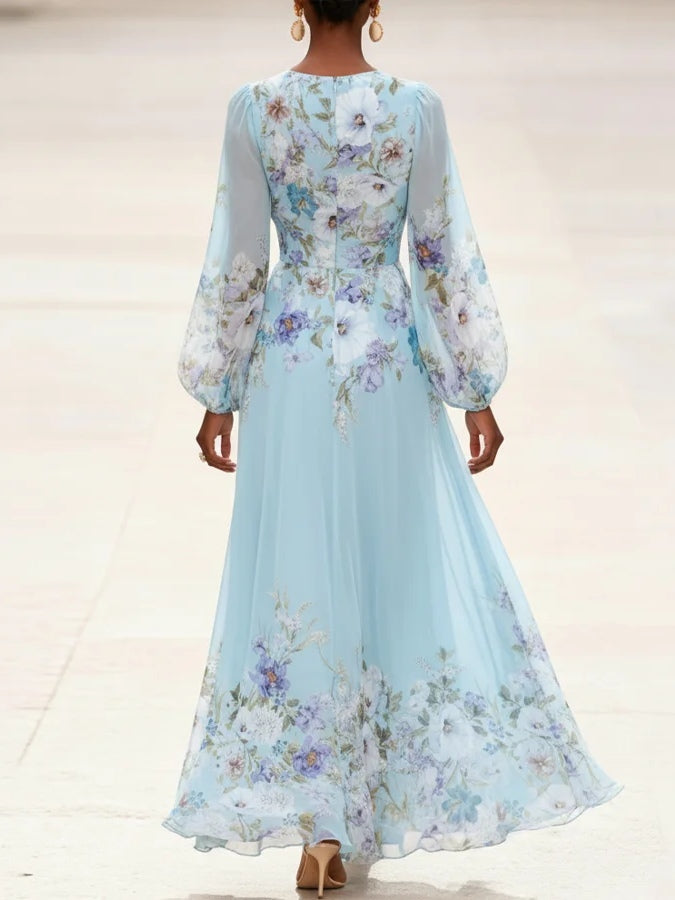 Victoria™ - Vestido Maxi con estampado y escote en V