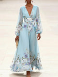 Victoria™ - Vestido Maxi con estampado y escote en V