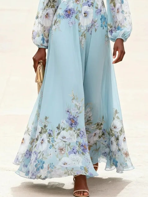 Victoria™ - Vestido Maxi con estampado y escote en V