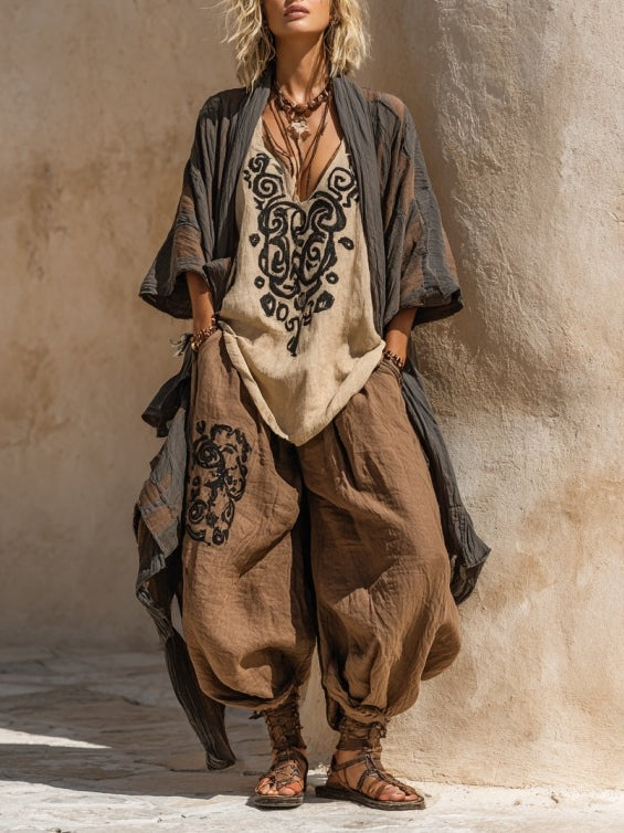 Conjunto de tres impresiones de arte bohemio de estilo nómada