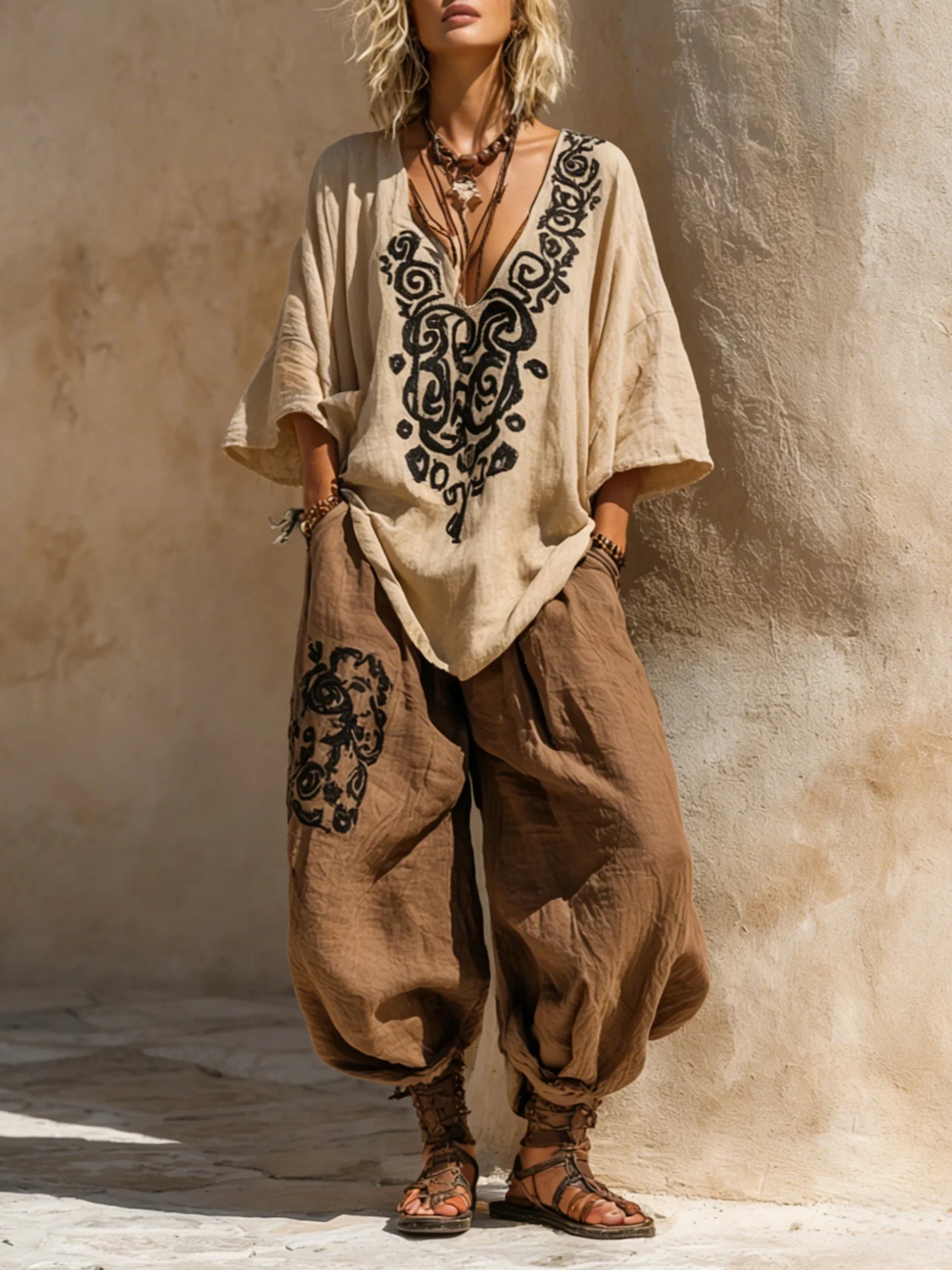Conjunto de tres impresiones de arte bohemio de estilo nómada