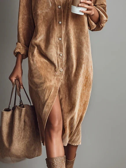 Renata™ | Vestido Midi de Pana