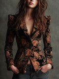 Celeste | Blazer floral negro y bronce