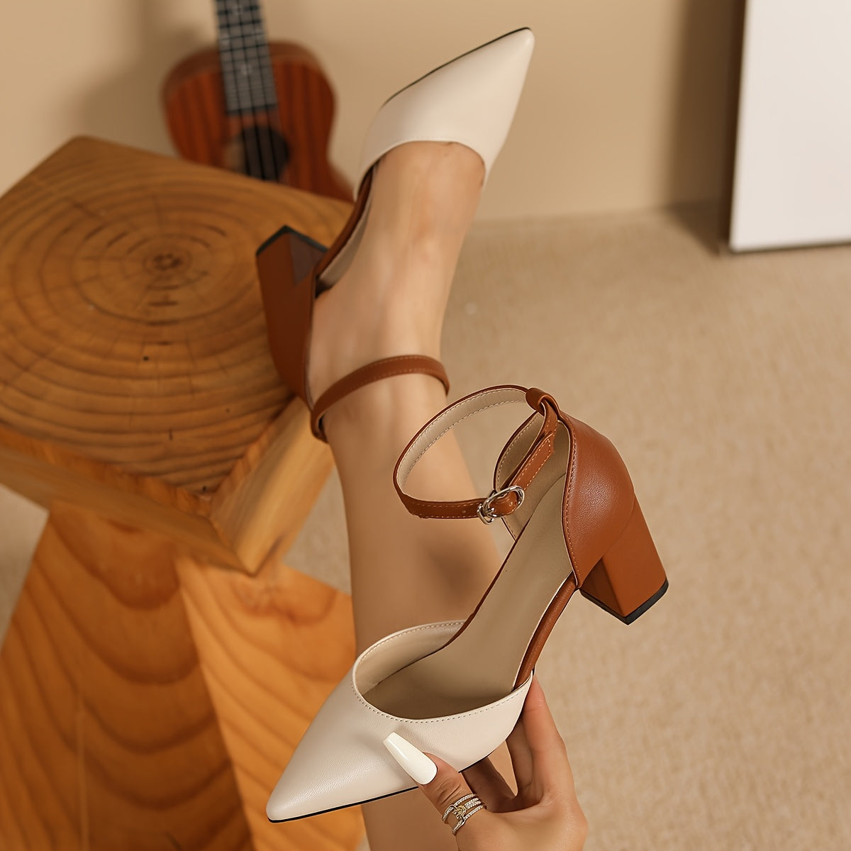Marielle™ | Tacones con correa bicolor