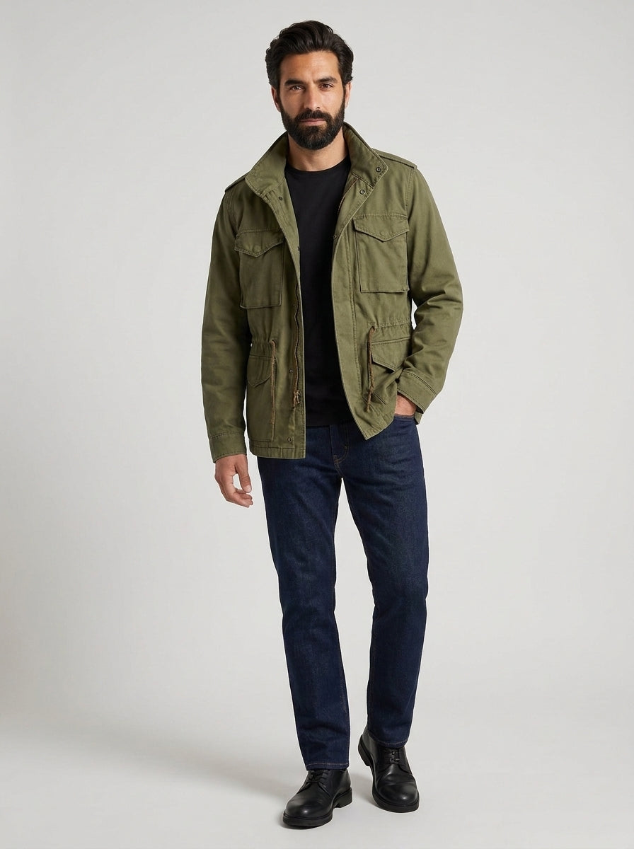 Cesare chaqueta militar M-65 verde caqui - frente