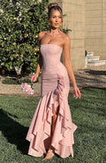 Xyrelle - Vestido maxi sin mangas con abertura lateral y volantes